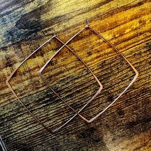 Large Hammered Rose 🌹 Gold Square Earrings